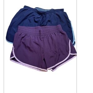 Set of Two. Champion & Athletic Shorts Purple and Blue Lightweight Activewear.